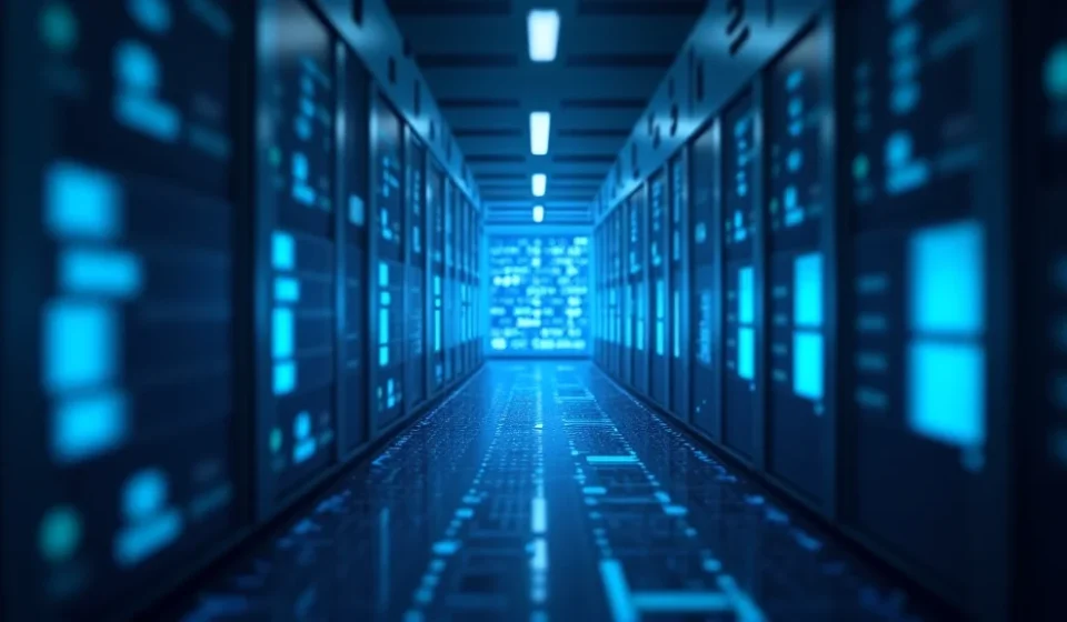 The image shows a laptop displaying a website interface for comparing business hosting reviews.