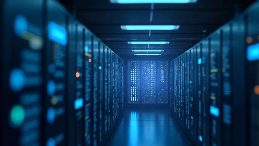 The image shows a laptop displaying web hosting review ratings and comparison charts, aiding in choosing the right web host.