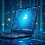 The image shows a laptop displaying website hosting options, illustrating finding simple basic website hosting reviews.