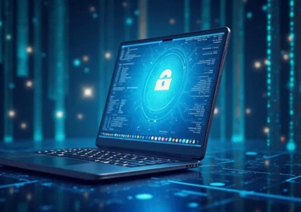 The image shows a laptop displaying website hosting options, illustrating finding simple basic website hosting reviews.